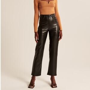 Abercrombie & Fitch The Ankle Straight Ultra High Rise Pants Black Vegan Sz 27/4